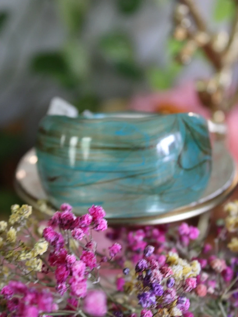 Free People Turquoise Swirl Resin Chunky Bangle Bracelet NWT MSRP $48